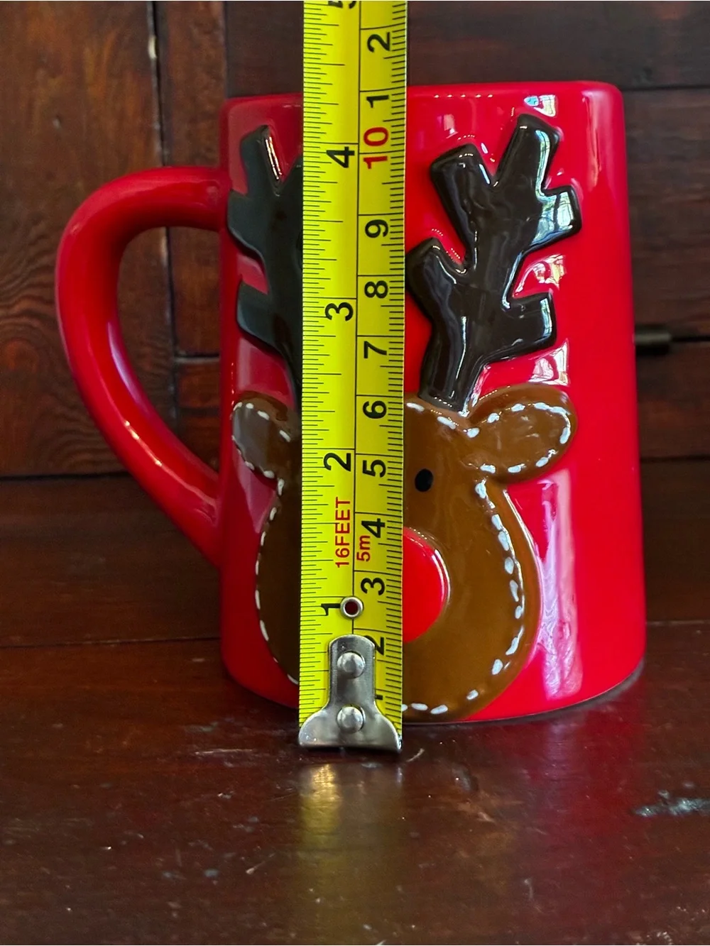 Mud Pie Red Reindeer Holiday Ceramic Mug
